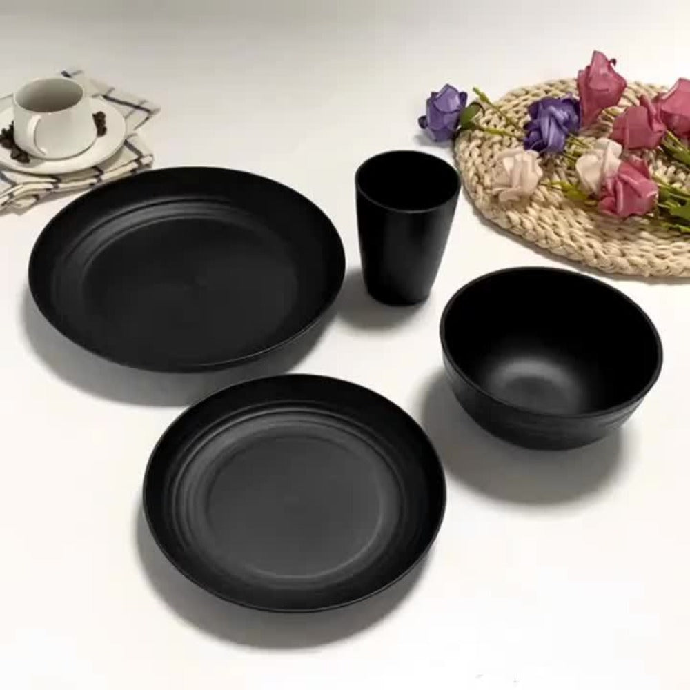 Wheat Straw Dinnerware Set Unbreakable 16 or 32-Piece Service for 4 or 8, Lightweight Dishwasher Microwave Safe Dish Set with Plates Bowls