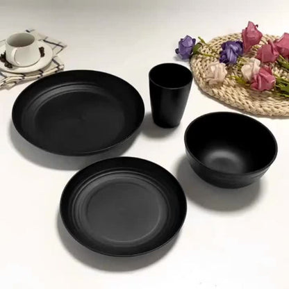Wheat Straw Dinnerware Set Unbreakable 16 or 32-Piece Service for 4 or 8, Lightweight Dishwasher Microwave Safe Dish Set with Plates Bowls