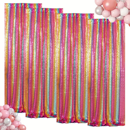 Sequin Backdrop Curtain for Party Wedding – 4x8ft Shimmering Glitter Curtain for Birthday Photo Booth Stage Decoration, Easy Hang