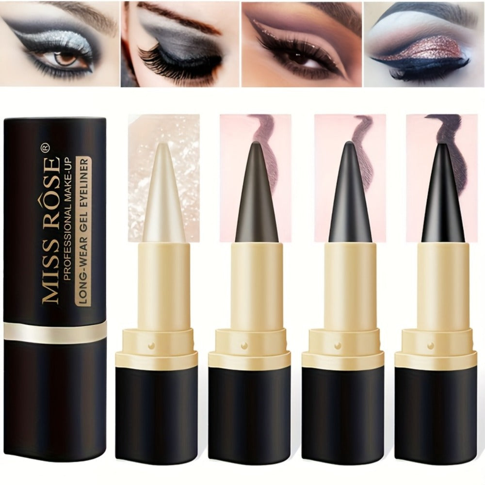 Creamy Gel Eyeliner Pencil Set 3pcs Black Waterproof Sweat-Resistant Smudge-Proof Matte Eye Liner