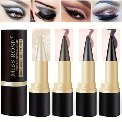 Creamy Gel Eyeliner Pencil Set 3pcs Black Waterproof Sweat-Resistant Smudge-Proof Matte Eye Liner