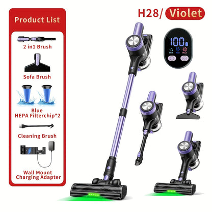 Cordless Stick Vacuum Cleaner 45KPA 8-in-1 with Anti-Tangle Brush Green Light Detection for Carpet Pet Hair Hardwood Tile Floor