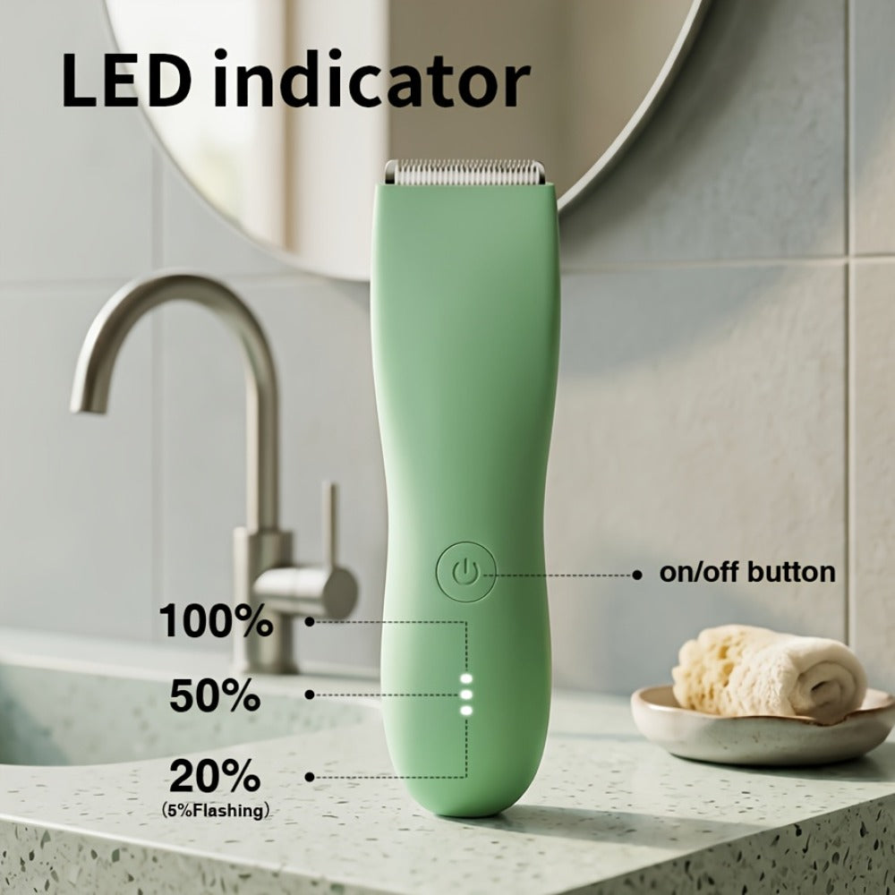 Ceramic-Blade Body Hair Trimmer with IPX6 Rating, Three Guide Guards and Four Color Options