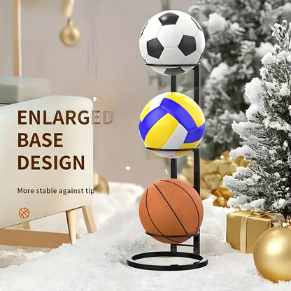 Basketball Storage Rack 3 4 5 Layer | Sports Ball Display Stand for Basketball Football Volleyball | Freestanding Ball Holder Organizer