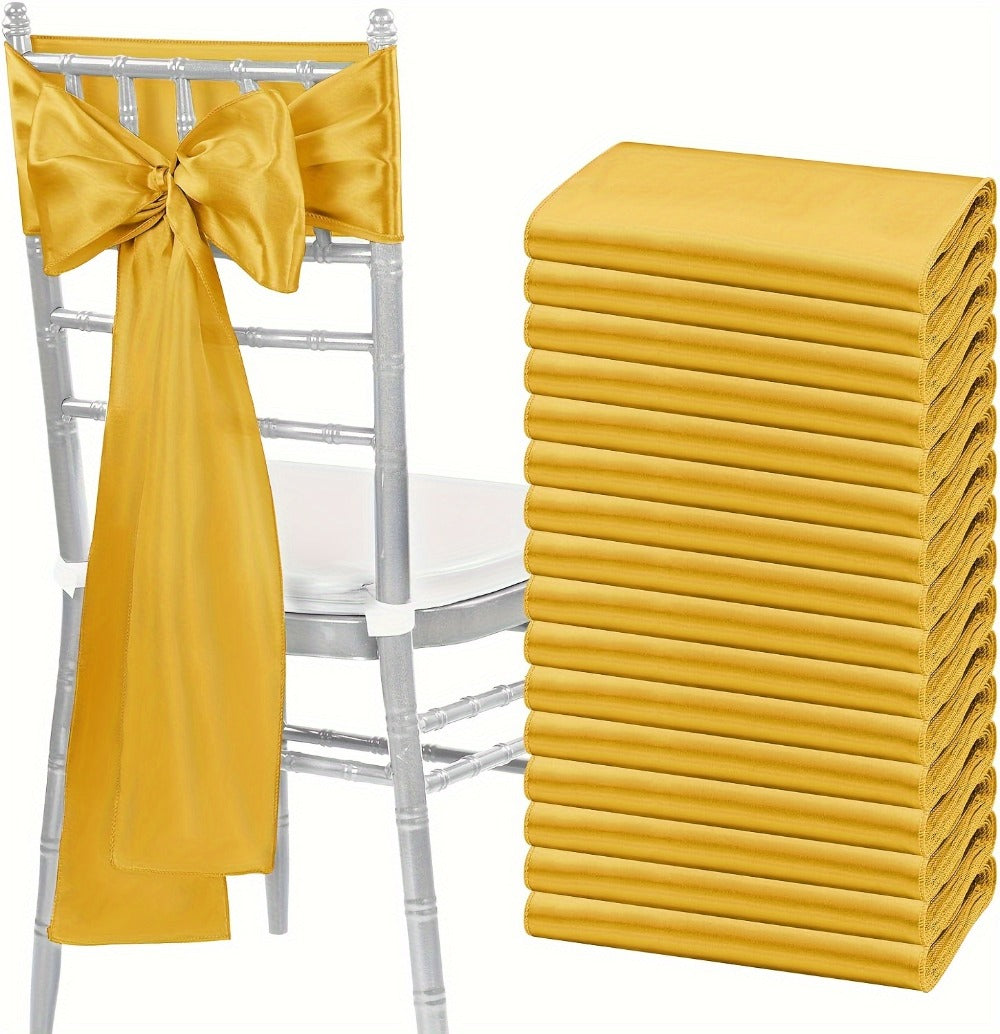 100pcs Satin Chair Sashes Bows for Wedding Banquet Party Event Decoration, 13 Colors, 18×275cm