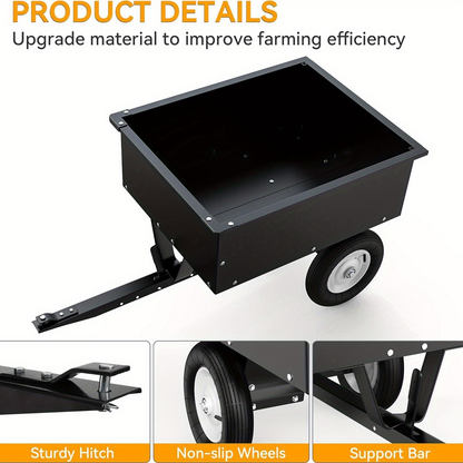 Dump Cart Steel Tow Behind for Lawn Mower ATV UTV, Garden Utility Trailer with Quick Release Pedal & Detachable Tailgate