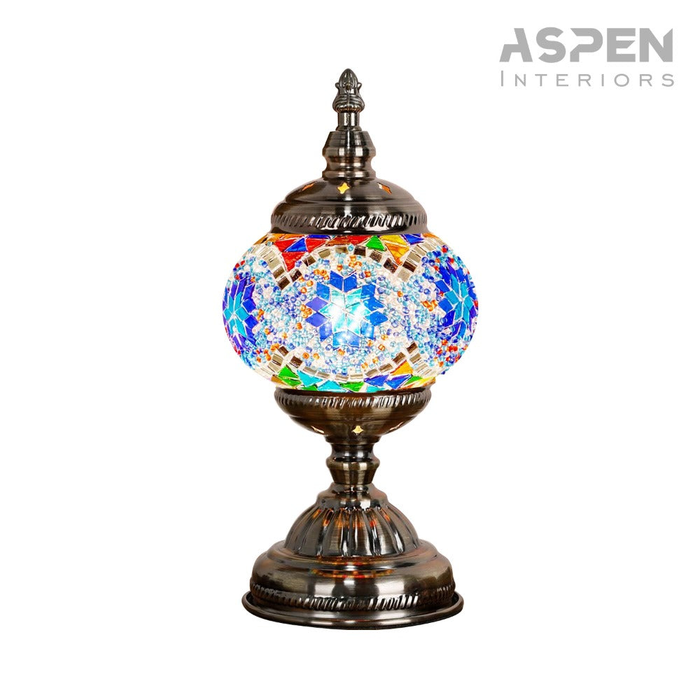 DIY Mosaic Lamp Kit Handmade Glass Table Lamp, Colorful Stained Glass Bedside Night Light with Antique Bronze Base
