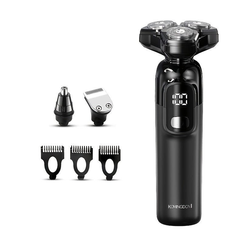 Rotary Shaver for Men 3-in-1 Cordless Rechargeable Electric Razor - Floating Head Wet Dry Shaver