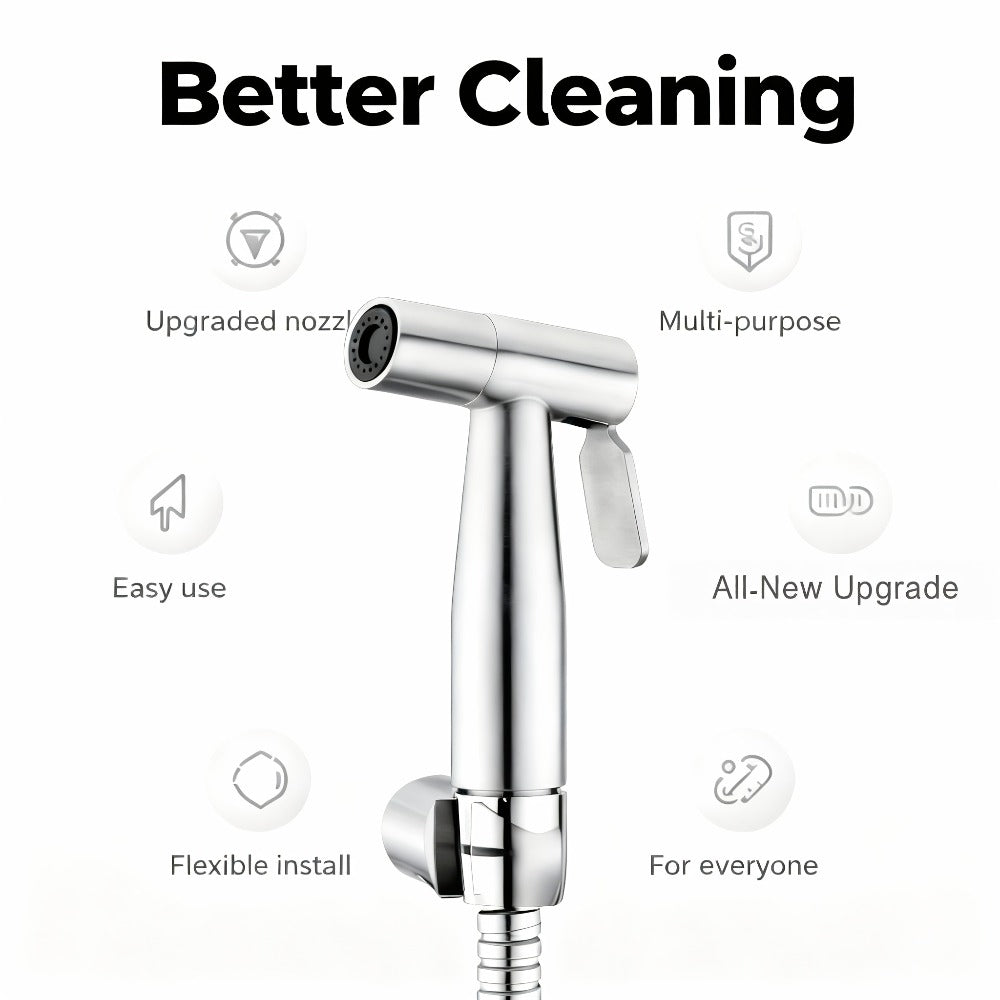 Wall-Mounted Handheld Spray Gun Set with Bracket, Teflon Tape & Flexible Hose – Bathroom Bidet Sprayer for Toilet, Sink
