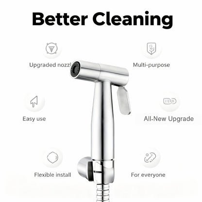 Wall-Mounted Handheld Spray Gun Set with Bracket, Teflon Tape & Flexible Hose – Bathroom Bidet Sprayer for Toilet, Sink