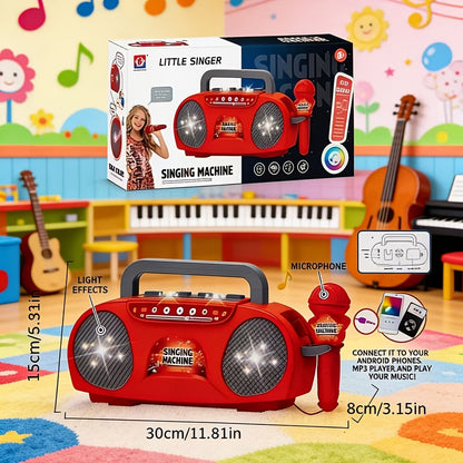 Kids Light-Up Singing Machine Toy with Microphone, All-in-One Music Toy for Boys & Girls Ages 3-7