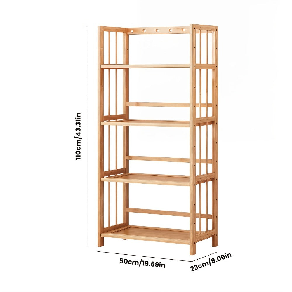 Bamboo Bookshelf Narrow 4 Tier Adjustable Shelves Wooden Bookcase Storage Shelf Organizer for Entryways, Bedrooms and Living Spaces