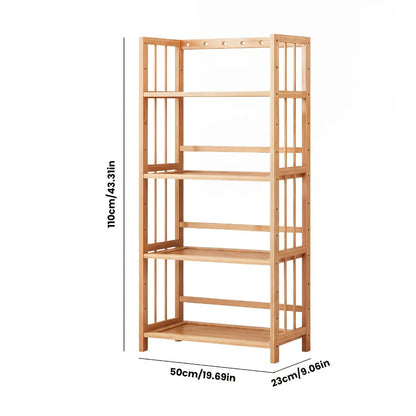 Bamboo Bookshelf Narrow 4 Tier Adjustable Shelves Wooden Bookcase Storage Shelf Organizer for Entryways, Bedrooms and Living Spaces