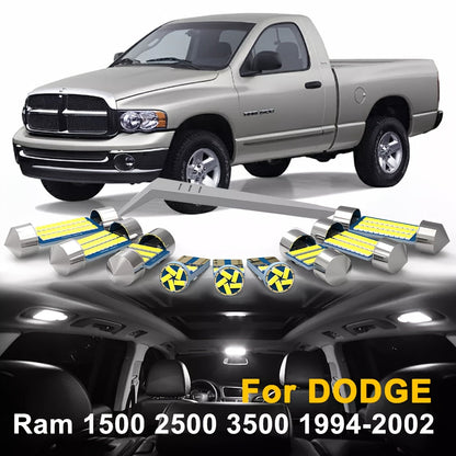 Interior LED Lights Kit for Dodge Ram 1500 2500 3500 – Canbus 6000K Cool White Map Dome Trunk License Plate Bulbs 1994–2023 (13–18 Pcs)