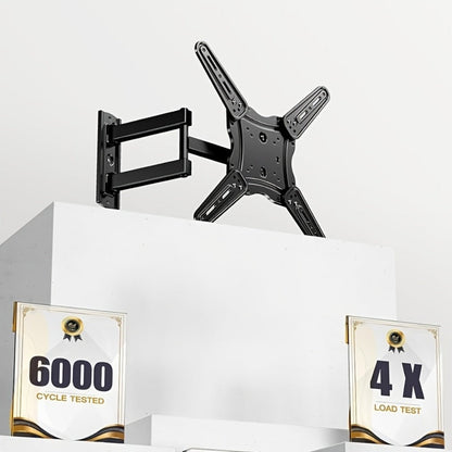 Black Single-Arm TV Wall Mount with Swivel, Screen-Plate Rotation and Articulating Extension
