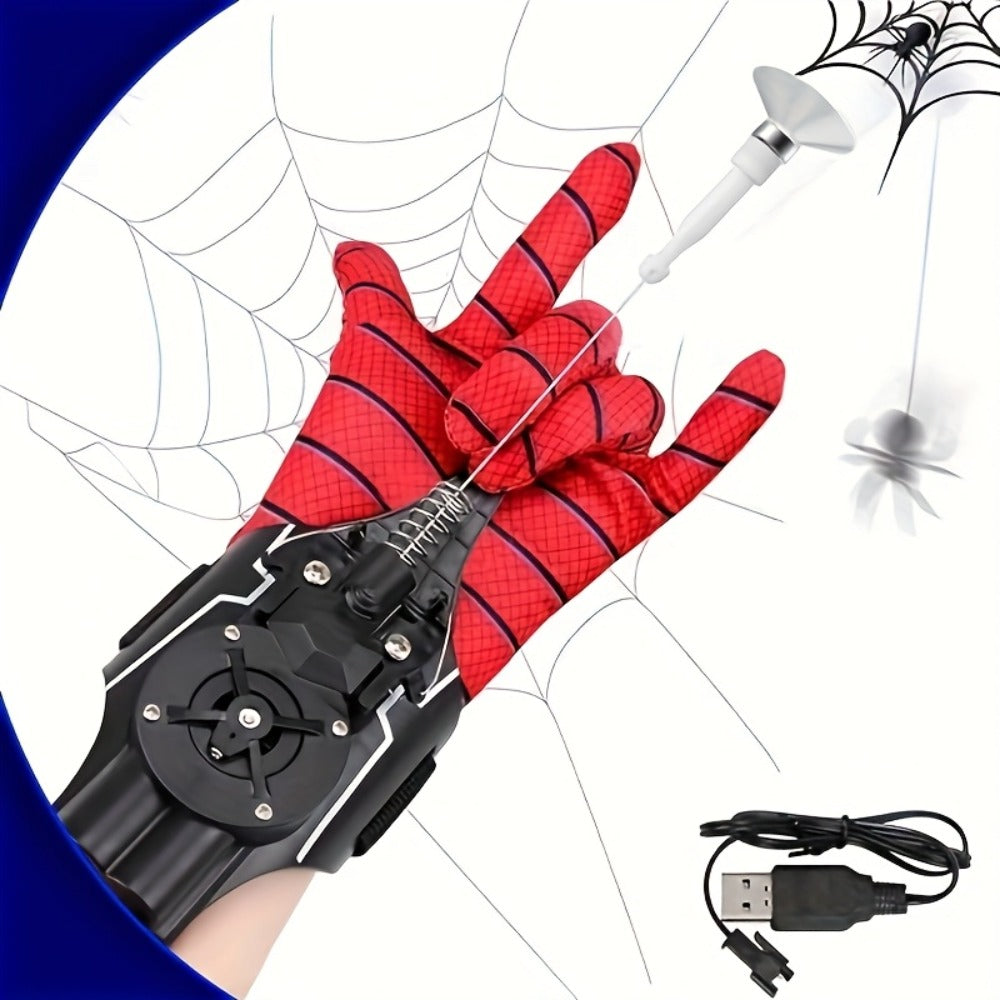 Superhero Web Shooter Toy for Kids, 9.4 Ft Rope Launcher, USB Rechargeable, Spider Hero Role Play Gift for Boys & Girls