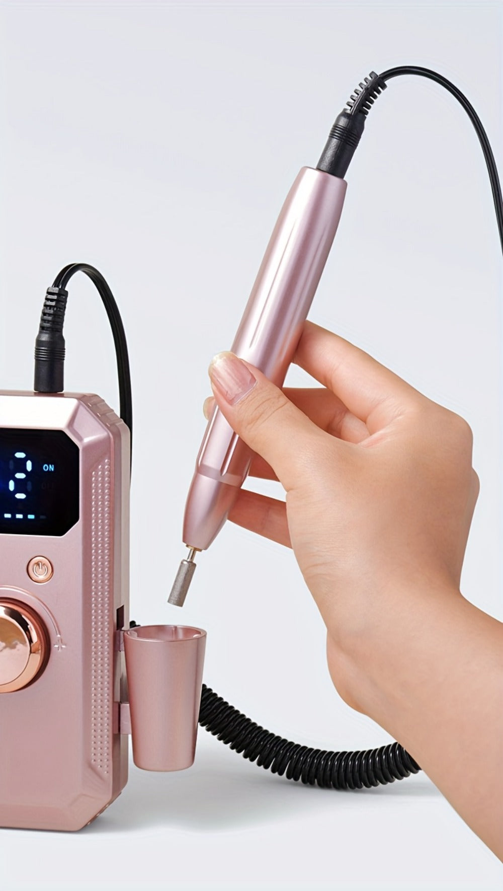 Electric Nail Drill Rechargeable Kit with Display, 11 Grinding Heads, 20 Sanding Rings and Three Colors
