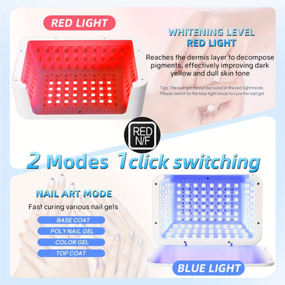 Sun-D5 Dual-Hand UV/LED Nail Lamp with 108-Bead Label, Removable Base, LCD and Four Timers