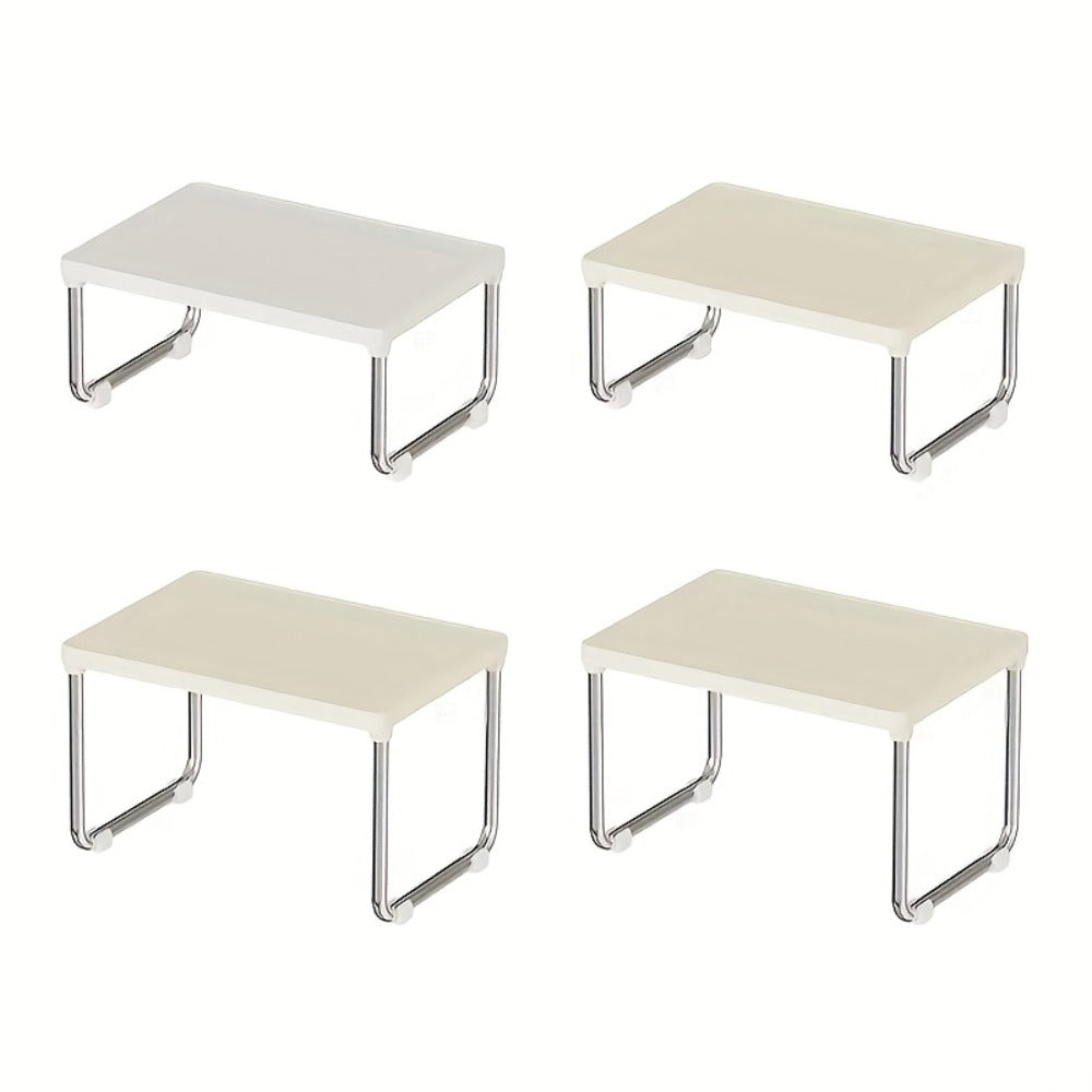 Expandable Countertop Shelf Riser with Short Legs, White or Cream Finish and 11.2- to 20.3-Inch Width