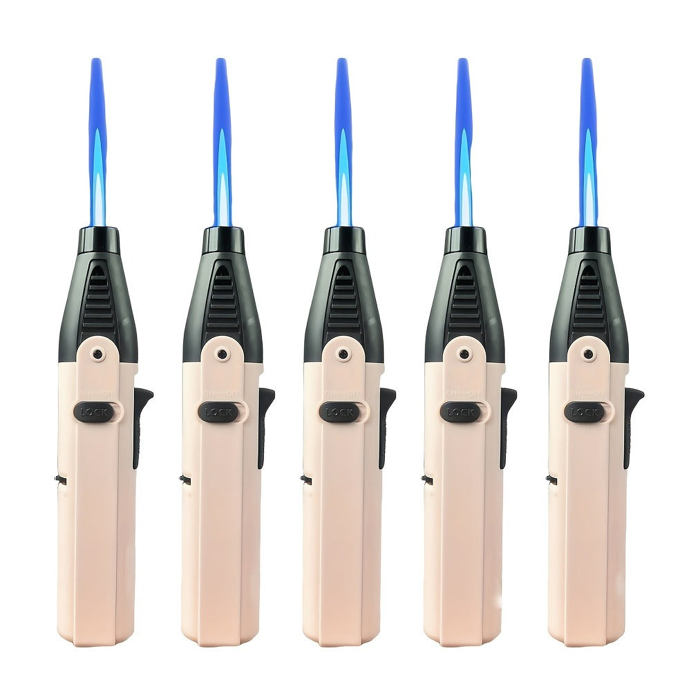 Windproof Torch Lighter 5 Pack Outdoor Butane Gas Lighter Set 1300 1800 Degree Blue Flame for Grilling, Camping and Outdoor Meals