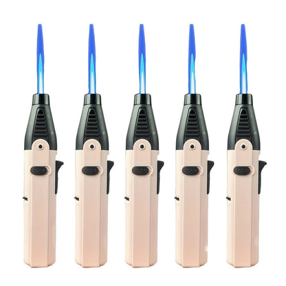 Windproof Torch Lighter 5 Pack Outdoor Butane Gas Lighter Set 1300 1800 Degree Blue Flame for Grilling, Camping and Outdoor Meals
