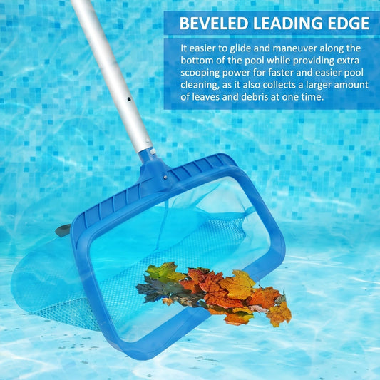 Pool Skimmer Net Fine Mesh | Heavy Duty Leaf Rake Pool Cleaning Tool