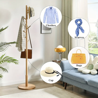 Coat Rack Freestanding Floor Standing - Vertical Clothes Hanger Stand for Bedroom Entryway Living Room Hallway