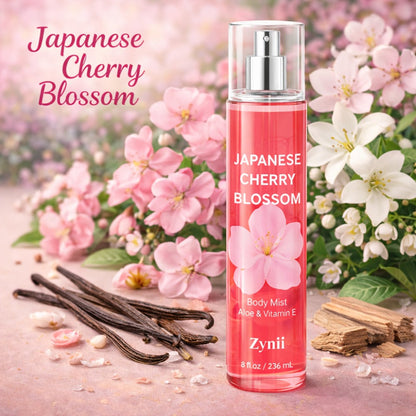 Cherry Blossom Body Mist for Women, Pheromone-Infused Sakura & Rose Fruity Floral Scent, 7- Spray