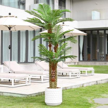 Artificial Palm Tree with Potted Base in 8 or 10 Foot Heights and Layered Golden Cane-Style Trunks
