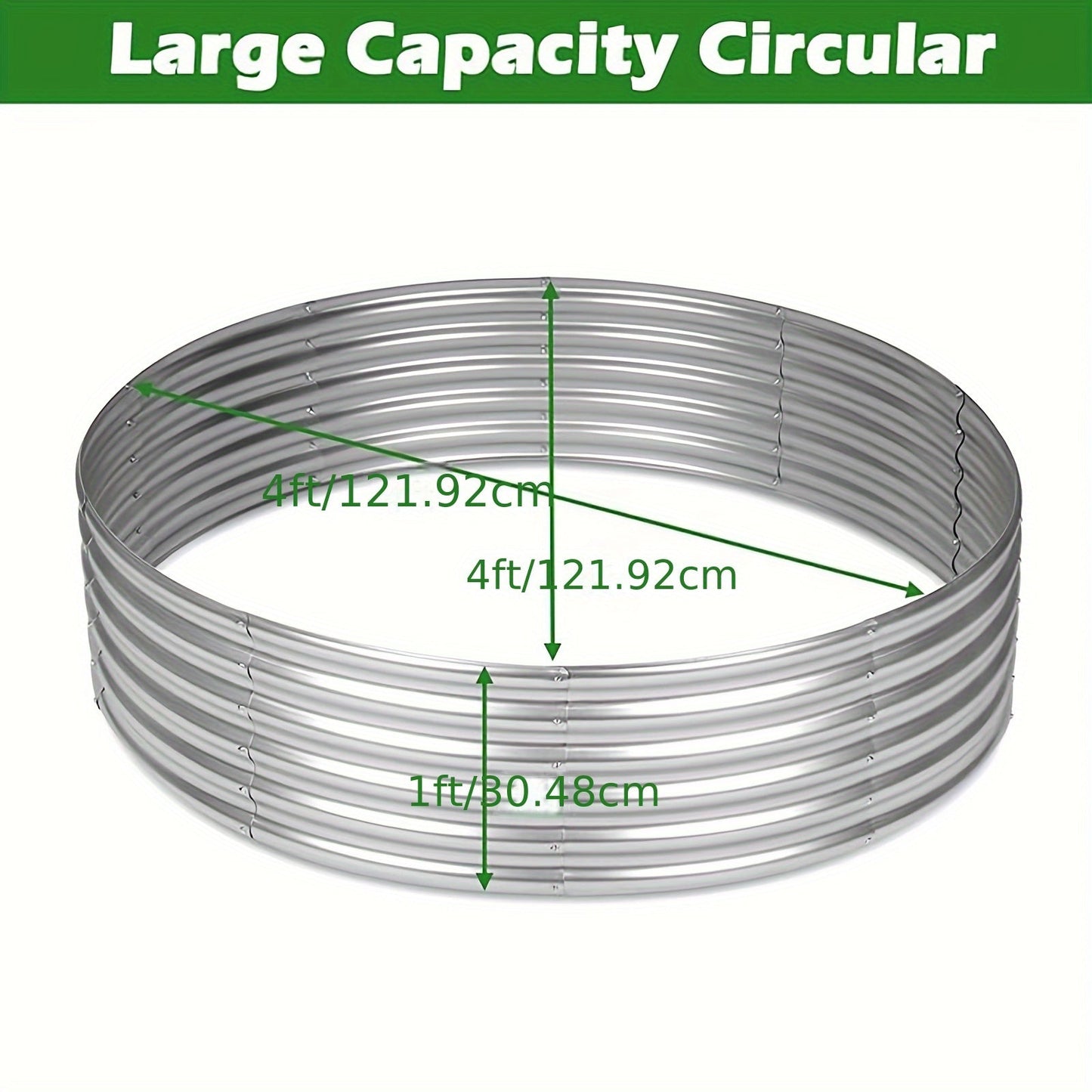 Galvanized Steel Fire Pit Ring Liner for Above Ground Wood Burning, Metal Firepit Insert for Backyard Camping Beach Park Outdoor Patio