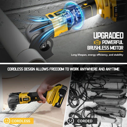 Oscillating Multi Tool Brushless Cordless Compatible with DeWalt 20V / 18V Battery, 21000 OPM Variable Speed