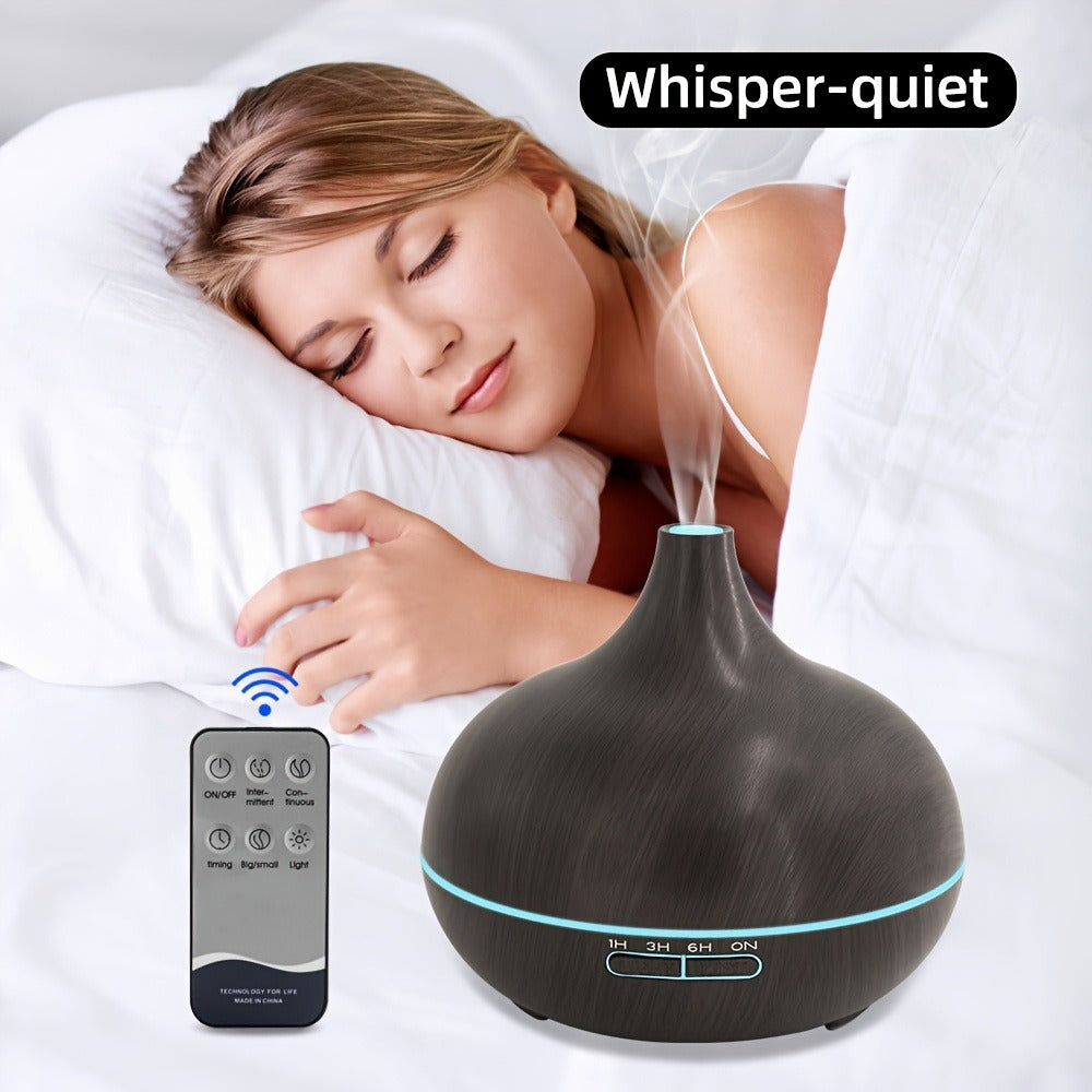 Two-Pack 550ml Essential Oil Diffuser Set with Remotes, Seven-Color Lights and 12 Oil Bottles