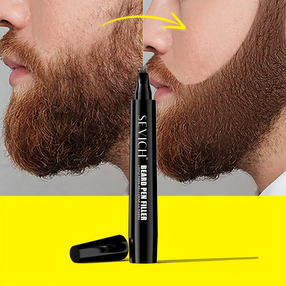 Beard Filler Pencil with Brush, Waterproof Beard Pencil for Fuller Thicker Beard, Fills Sparse Patchy Beard & Mustache