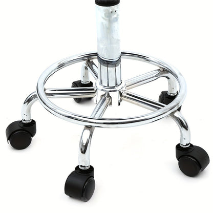 PU Leather Salon Stool with Back & 360° Swivel, Adjustable Height 18.9"-22.8" Round Cushion Chrome Base