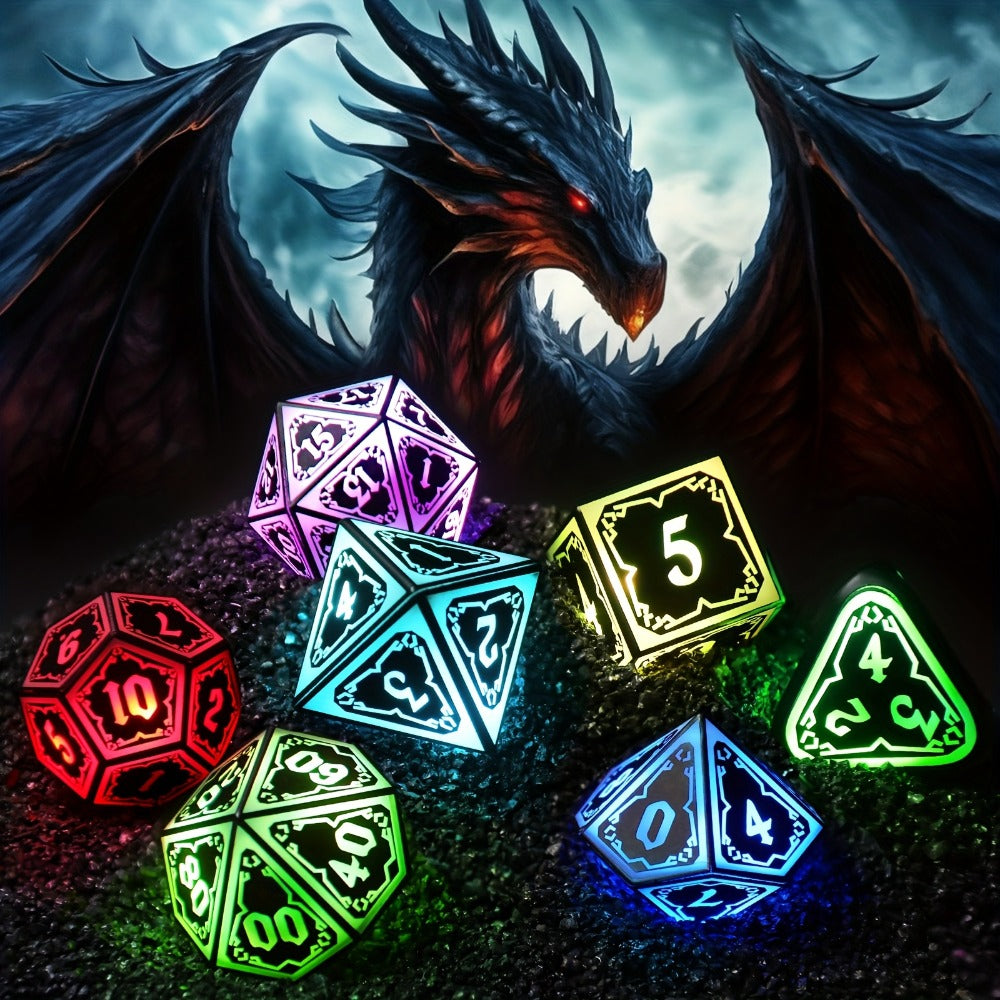 Glowing DnD Dice Set with Wireless Rechargeable Charging Case with the Listed Color, Size or Set Options for Everyday Use