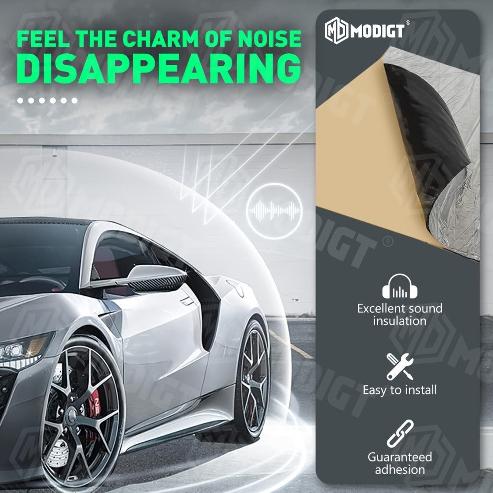 Sound Deadener Mat for Cars – Heat Shield & Noise Reduction Insulation with Self-Adhesive Backing, Reflective Aluminum Foil