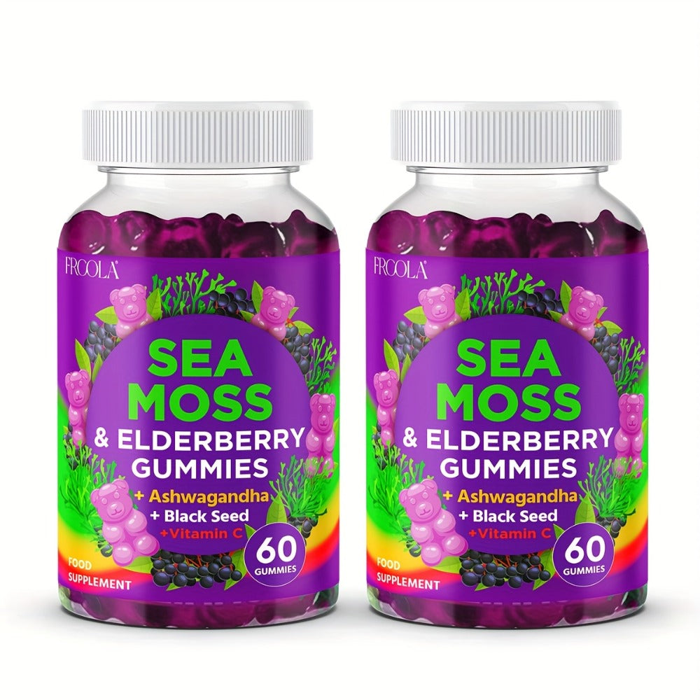9-in-1 Sea Moss Gummies with Shilajit, Elderberry, Ginger, Turmeric, Ashwagandha & Black Seed Oil