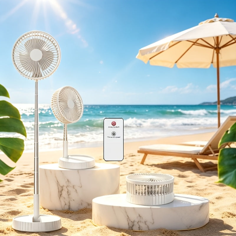 Portable Fan 3600mAh Foldable Four-Speed Tower Model with Remote Control and Seven-Color LED Light