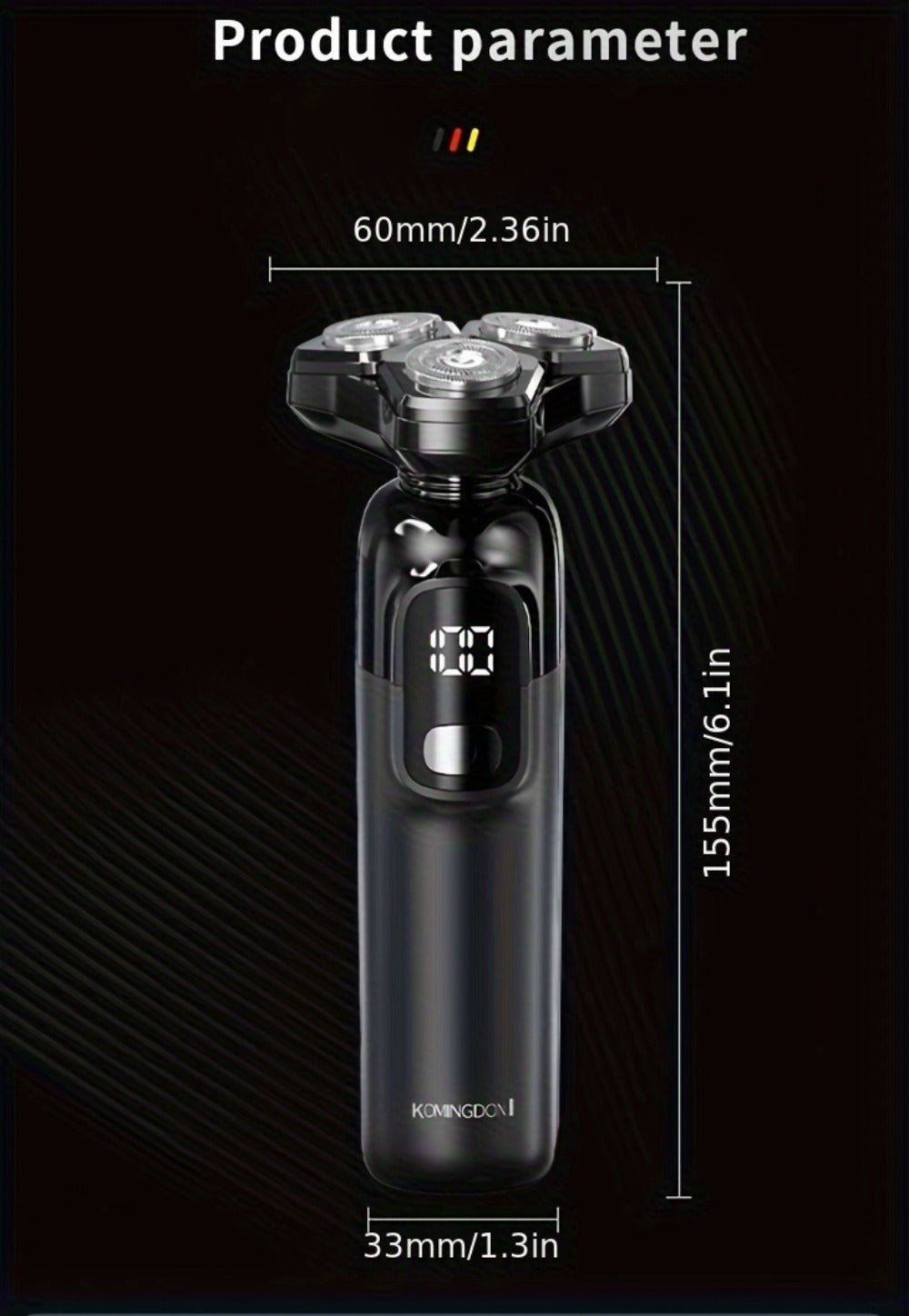 Rotary Shaver for Men 3-in-1 Cordless Rechargeable Electric Razor - Floating Head Wet Dry Shaver