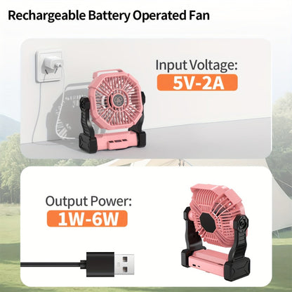 Camping Fan with LED Lantern 3-in-1 Rechargeable Portable Tent Fan with Hook Timer & Rotation for Car RV Barbecue Travel Outdoor