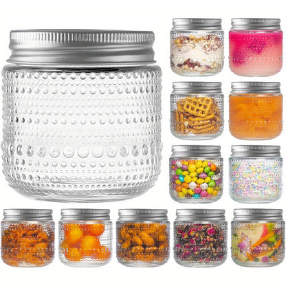Mason Jars 8oz with Lids 12 Pack, Clear Glass Canning Jars with Silver Metal Lids, Food-Grade for Storing