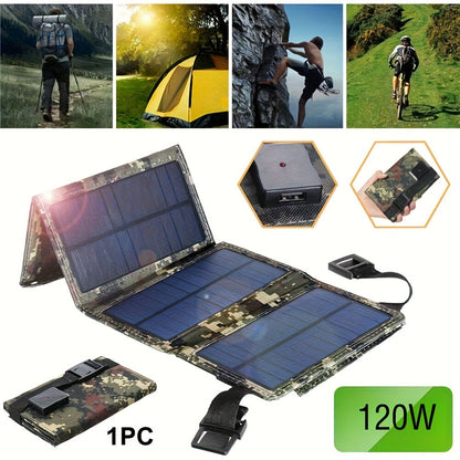 Portable Folding Solar Panel Charger with USB Port, 20% Monocrystalline Silicon Efficiency