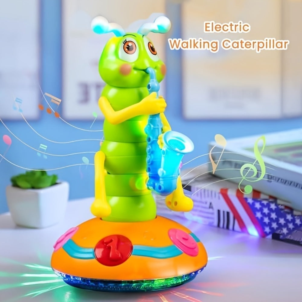 Caterpillar Saxophone Toy for Kids with LED Lights & Music - Electric Musical Instrument for Toddlers