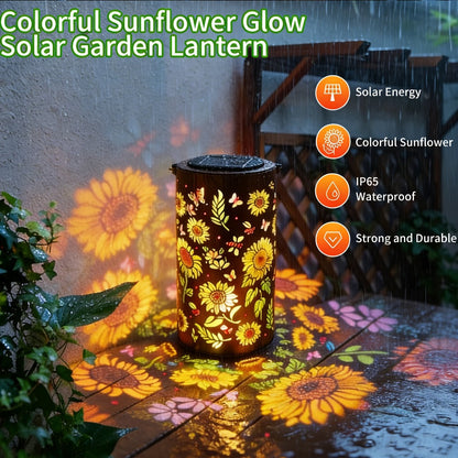 Solar Sunflower Lantern, Painted Butterfly Iron Garden Light, Outdoor Spotlight Lawn Ambient Decor