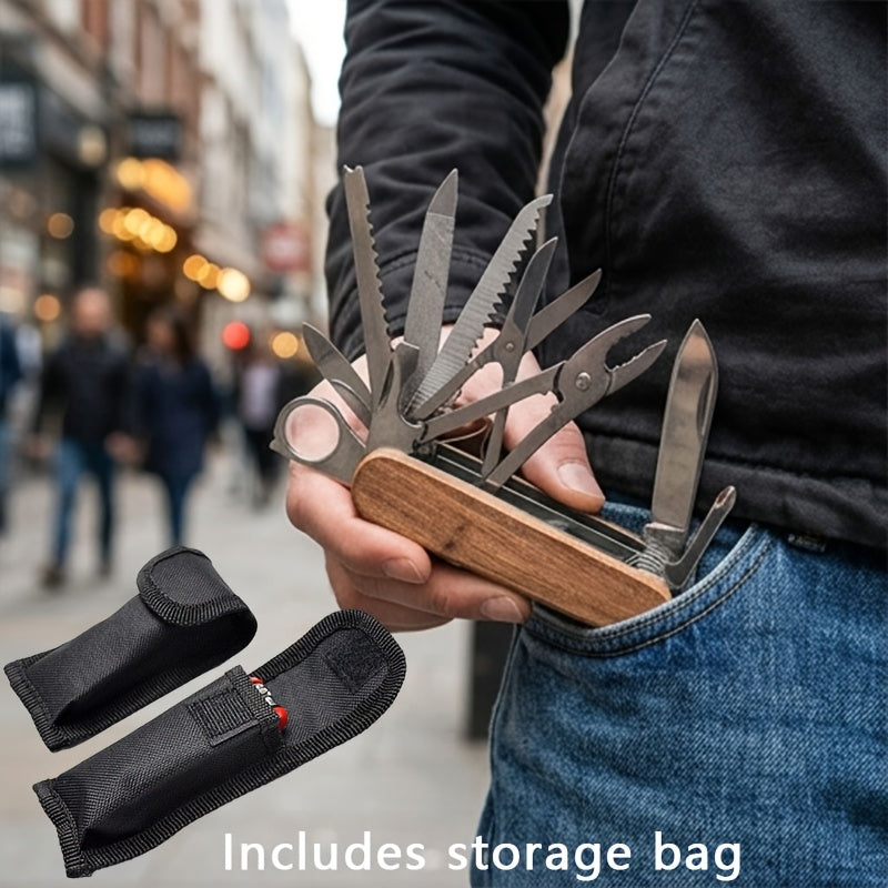 Multitool Pocket Knife 17-in-1, Includes Screwdriver, Pliers, Scissors, Bottle Opener & More, Portable Multi-Tool for Camping