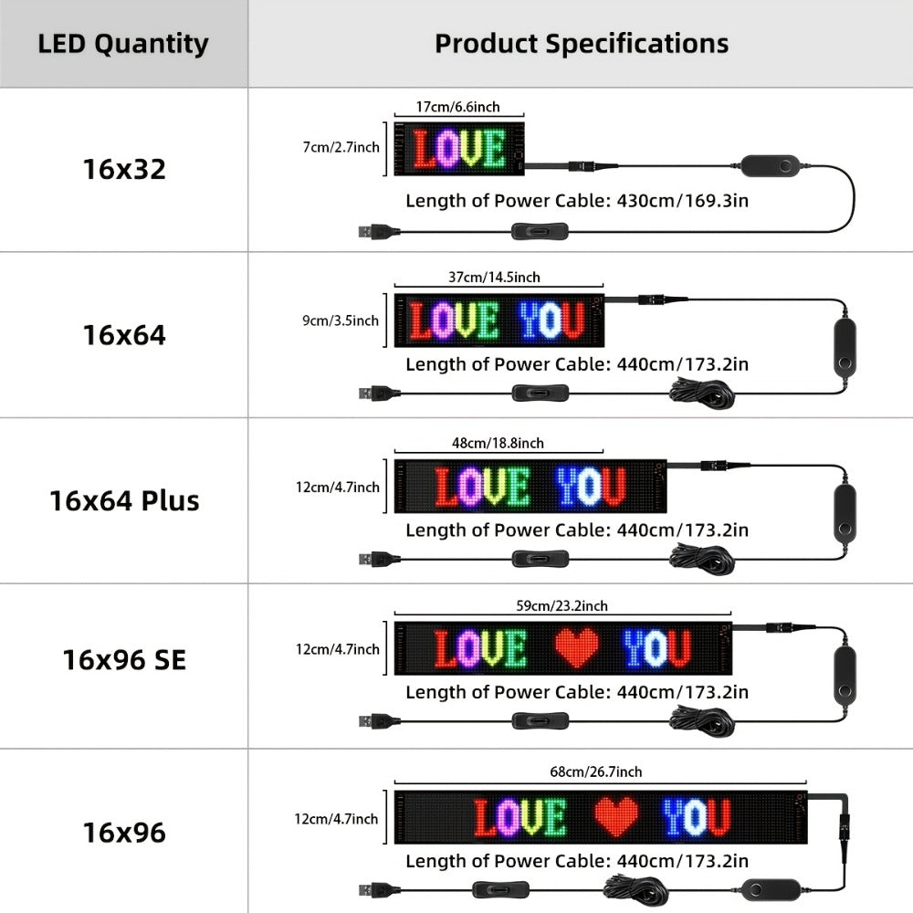 Flexible RGB LED Matrix Light Panel with USB Lead and Phone Controls in Three 4.72-Inch-Wide Size Options