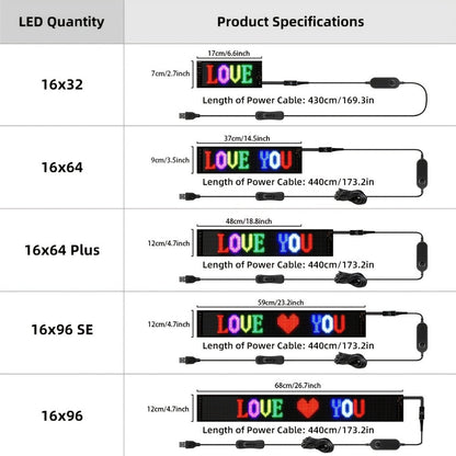 Flexible RGB LED Matrix Light Panel with USB Lead and Phone Controls in Three 4.72-Inch-Wide Size Options