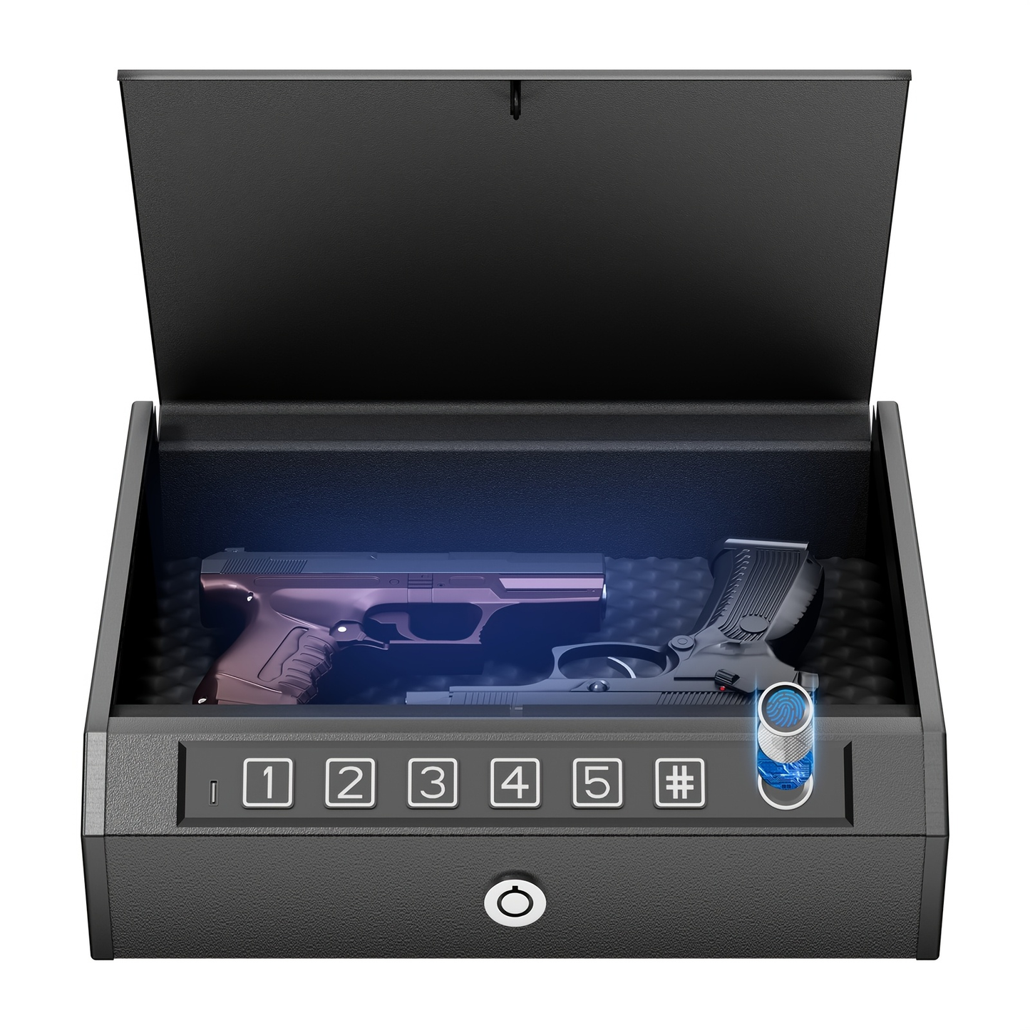 Biometric Gun Safe Fingerprint Digital PIN & Key Unlock 3-Way Access Internal Light Silent Mode Emergency Power Supply Gun Lock Box for Home