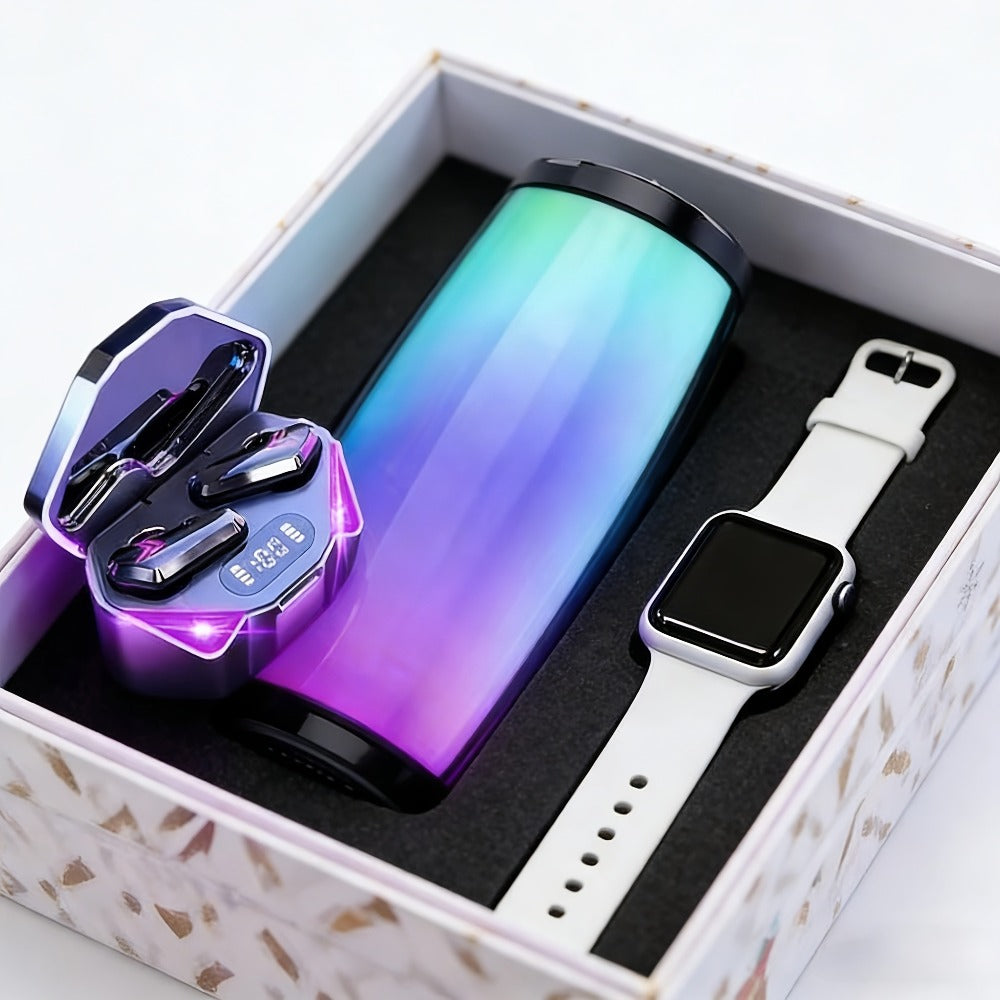 Gaming Headset Bundle Set Glowing LED Headphones Bluetooth Speaker Wireless Earbuds Surround for an Everyday Personal Care Routine