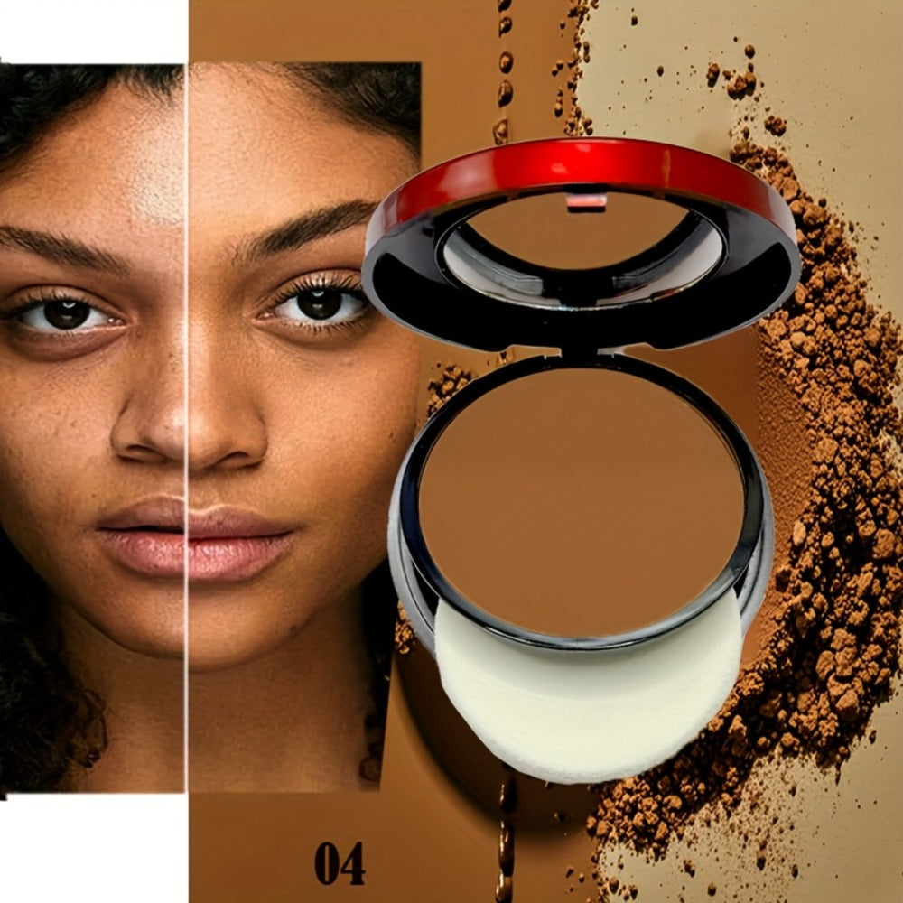 Pressed Powder Foundation Contour Matte Ful1l Coverage Oil Control Waterproof, 6 Shades Light to Dark